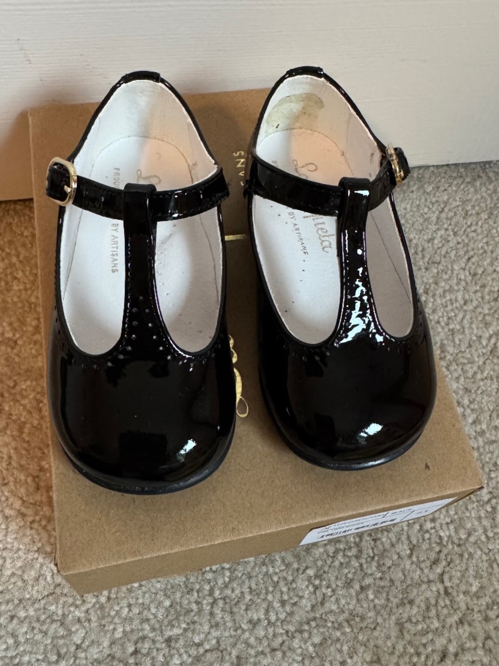 La Coqueta Black Patent Classic T Bar Shoe